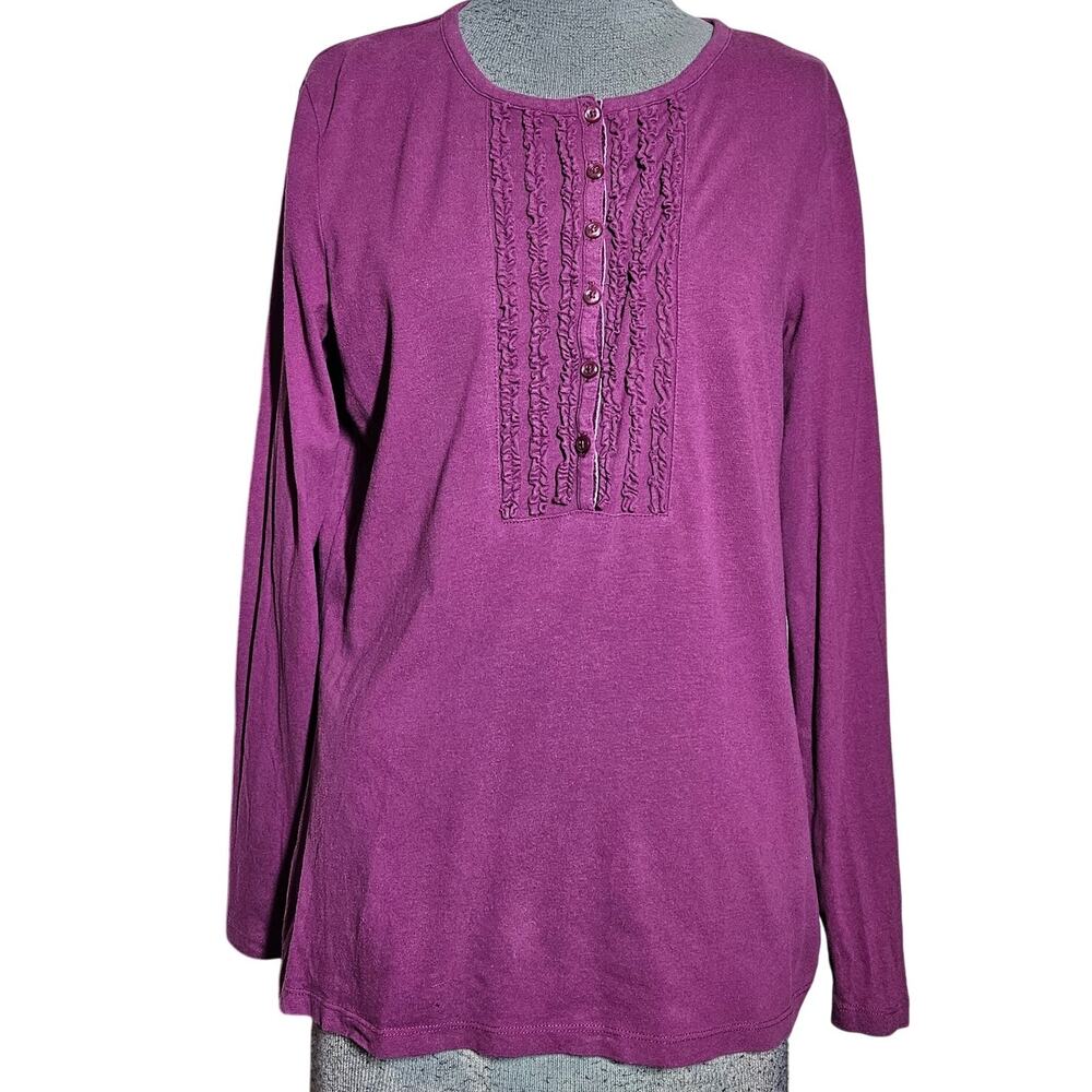 L L Bean Purple Cotton Blend Long Sleeve Tee Size Small